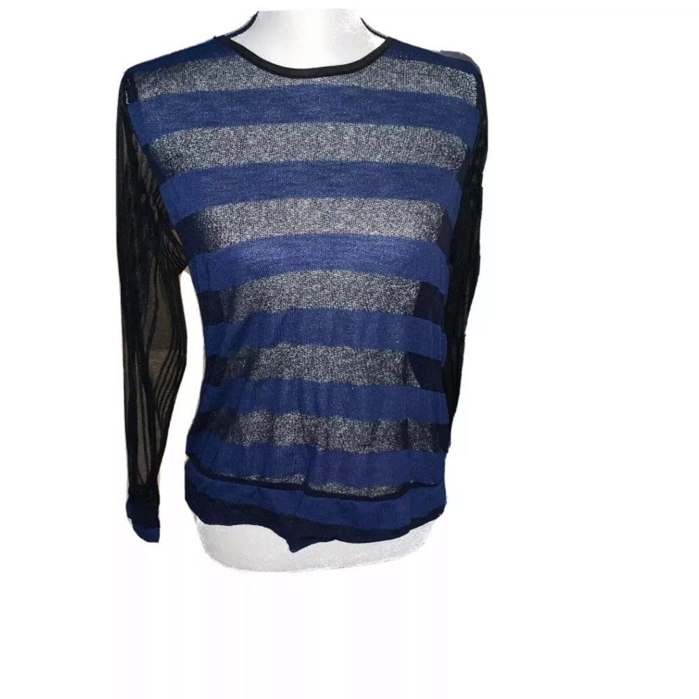 Style up sheer blue black blouse juniors xl - Picture 3 of 3